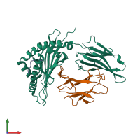 Hetero trimeric assembly 1 of PDB entry 6j2i coloured by chemically distinct molecules, front view.