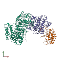 PDB entry 6j5u coloured by chain, front view.