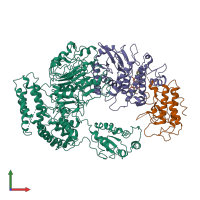 PDB entry 6j5v coloured by chain, front view.