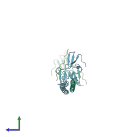 PDB entry 6j68 coloured by chain, side view.
