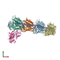 PDB entry 6jcj coloured by chain, front view.