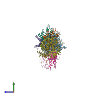 PDB entry 6jcj coloured by chain, side view.