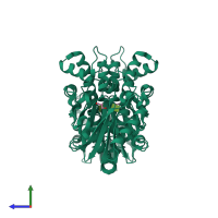 Homo dimeric assembly 1 of PDB entry 6jda coloured by chemically distinct molecules, side view.