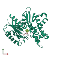 PDB entry 6jda coloured by chain, front view.