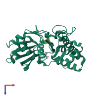 PDB entry 6jda coloured by chain, top view.