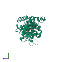 PDB entry 6jdi coloured by chain, side view.