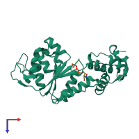 PDB entry 6jdi coloured by chain, top view.