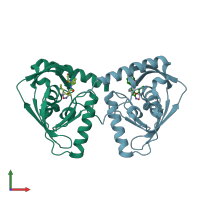 PDB entry 6jet coloured by chain, front view.