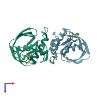 PDB entry 6jf3 coloured by chain, top view.