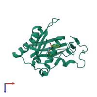 PDB entry 6jfs coloured by chain, top view.