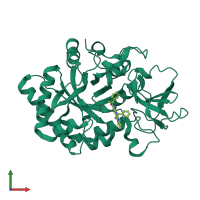 PDB entry 6jjr coloured by chain, front view.