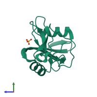 PDB entry 6jk5 coloured by chain, side view.