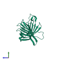 PDB entry 6jl9 coloured by chain, side view.