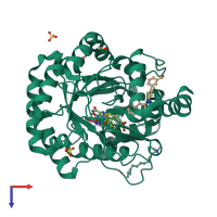 PDB entry 6jmd coloured by chain, top view.