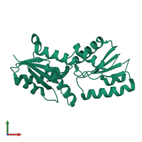 PDB entry 6jv6 coloured by chain, front view.