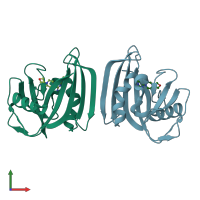 PDB entry 6jvt coloured by chain, front view.