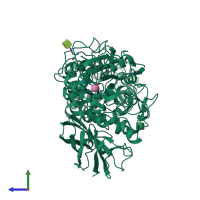 PDB entry 6jxg coloured by chain, side view.