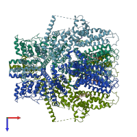 PDB entry 6jzo coloured by chain, top view.