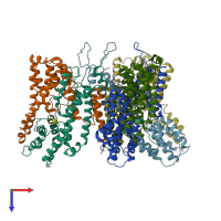 PDB entry 6k1h coloured by chain, top view.