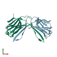 PDB entry 6k2y coloured by chain, front view.