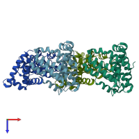 PDB entry 6k5s coloured by chain, top view.