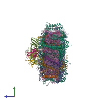 Hetero 24-meric assembly 1 of PDB entry 6k61 coloured by chemically distinct molecules, side view.