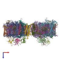 PDB entry 6k61 coloured by chain, top view.