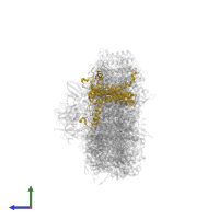 Photosystem I reaction center subunit XI in PDB entry 6k61, assembly 1, side view.