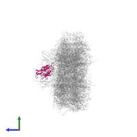 Photosystem I iron-sulfur center in PDB entry 6k61, assembly 1, side view.