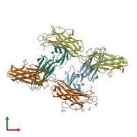 PDB entry 6k73 coloured by chain, front view.