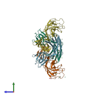 PDB entry 6k73 coloured by chain, side view.