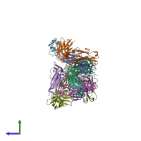 PDB entry 6k7o coloured by chain, side view.