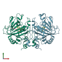 PDB entry 6kd9 coloured by chain, front view.