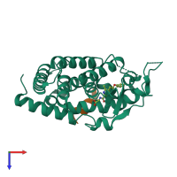 PDB entry 6knv coloured by chain, top view.