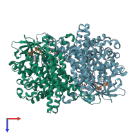 PDB entry 6ksb coloured by chain, top view.