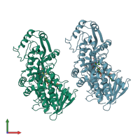 PDB entry 6ku6 coloured by chain, front view.