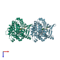 PDB entry 6ku6 coloured by chain, top view.