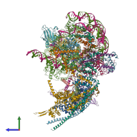 PDB entry 6kw4 coloured by chain, side view.