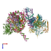 PDB entry 6kw4 coloured by chain, top view.
