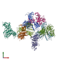 PDB entry 6kxu coloured by chain, front view.