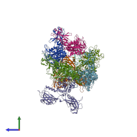 PDB entry 6kxu coloured by chain, side view.