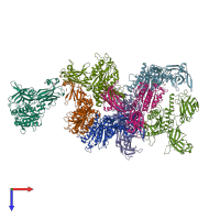 PDB entry 6kxu coloured by chain, top view.