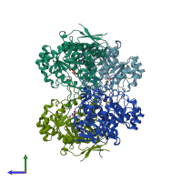 PDB entry 6l0a coloured by chain, side view.
