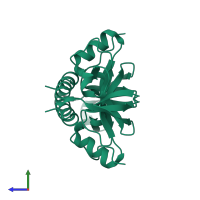 Homo dimeric assembly 1 of PDB entry 6l2a coloured by chemically distinct molecules, side view.