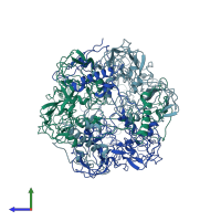PDB entry 6l2t coloured by chain, side view.