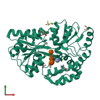 PDB entry 6l3e coloured by chain, front view.