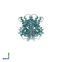 PDB entry 6l48 coloured by chain, side view.