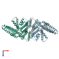 PDB entry 6l48 coloured by chain, top view.
