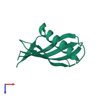 Monomeric assembly 1 of PDB entry 6l4i coloured by chemically distinct molecules, top view.