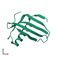 Monomeric assembly 2 of PDB entry 6l4i coloured by chemically distinct molecules, front view.